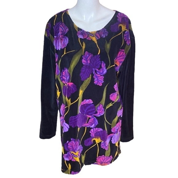 Carole Little Sport Tunic Iris Floral Size Small Fits Like a S-L Vintage - Picture 1 of 6